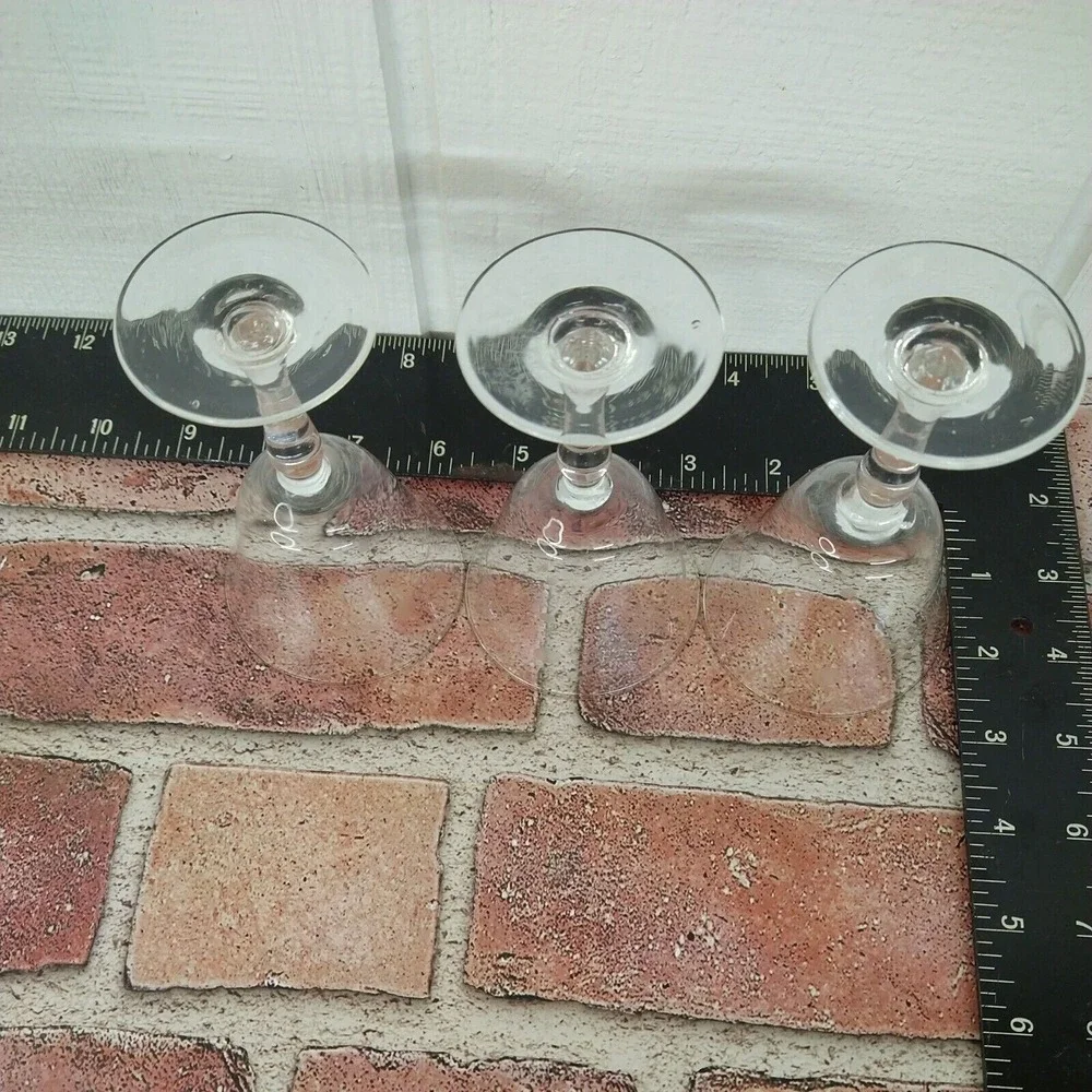 Set of 3 Etched Cordial Glasses Stemmed Clear 4.5in Barware‎ Bundle